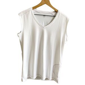Alo Yoga Cool Fit Sleeveless V-Neck White Shirt Athletic Top Size XXL